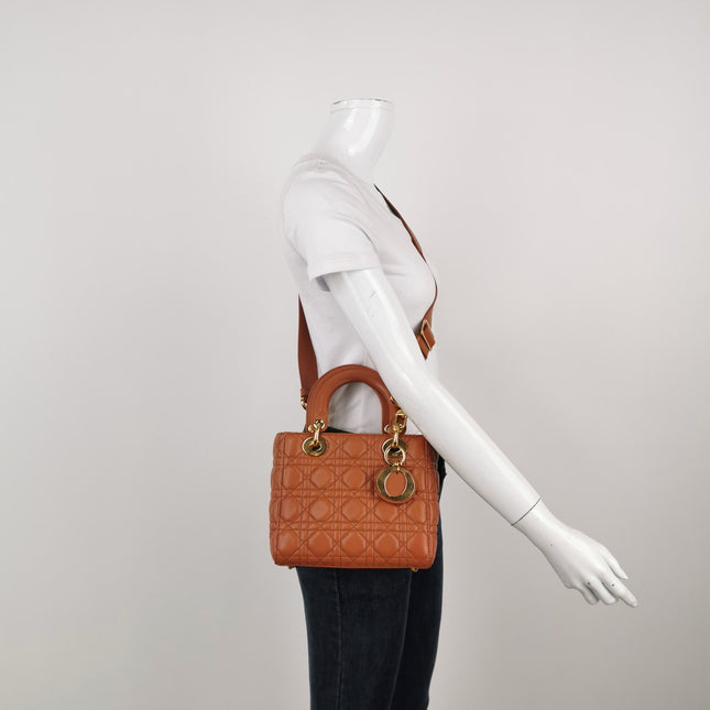 Sold Lady Dior Small My Abcdior Orange Lambskin Cannage Leather
