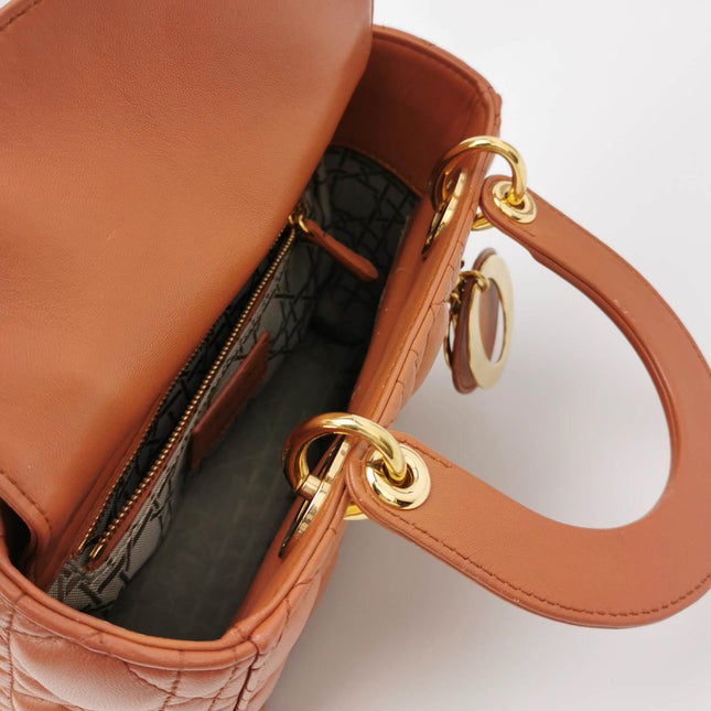 Sold Lady Dior Small My Abcdior Orange Lambskin Cannage Leather