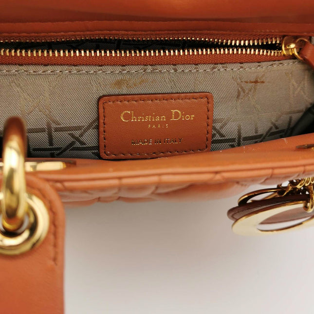 Sold Lady Dior Small My Abcdior Orange Lambskin Cannage Leather