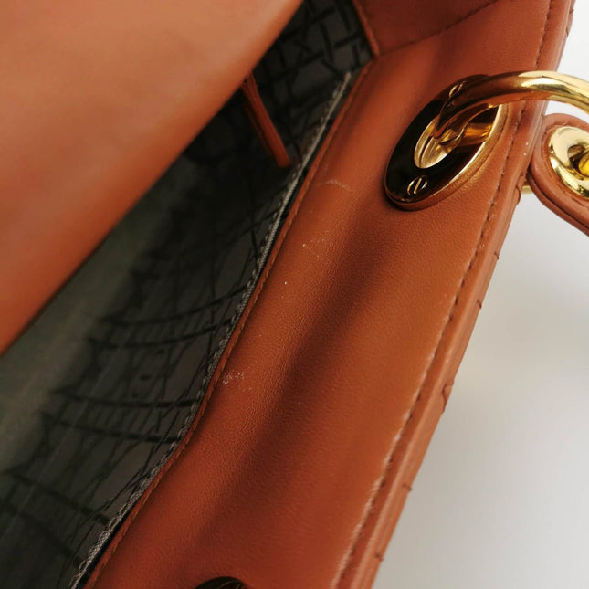 Sold Lady Dior Small My Abcdior Orange Lambskin Cannage Leather