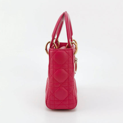 Sold Lady Dior Mini Fuchsia Pink handbag Cannage Leather with strap