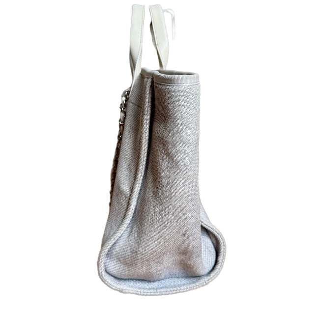 Chanel Deauville Tote Medium Light Blue Grey Denim Top Handle 2013-2014