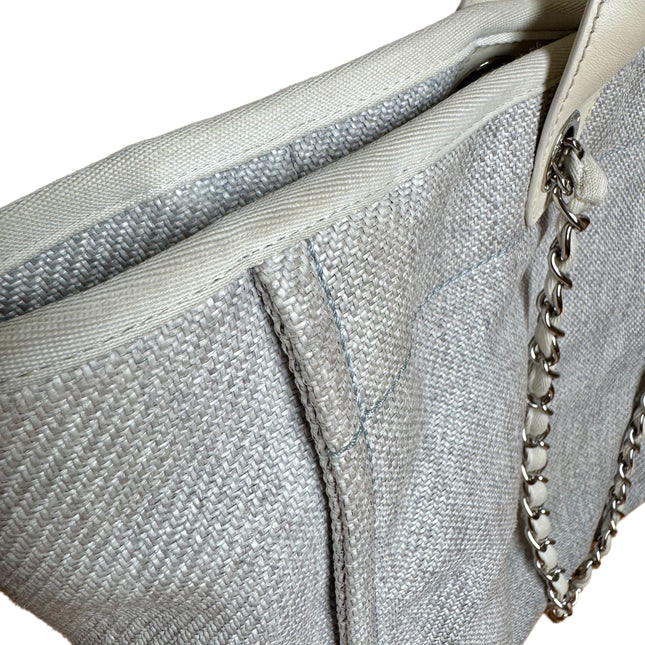 Chanel Deauville Tote Medium Light Blue Grey Denim Top Handle 2013-2014