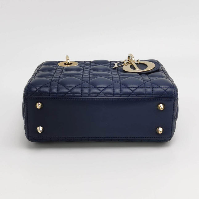 Sold Lady Dior Small My Abcdior Navy Lambskin Cannage Leather