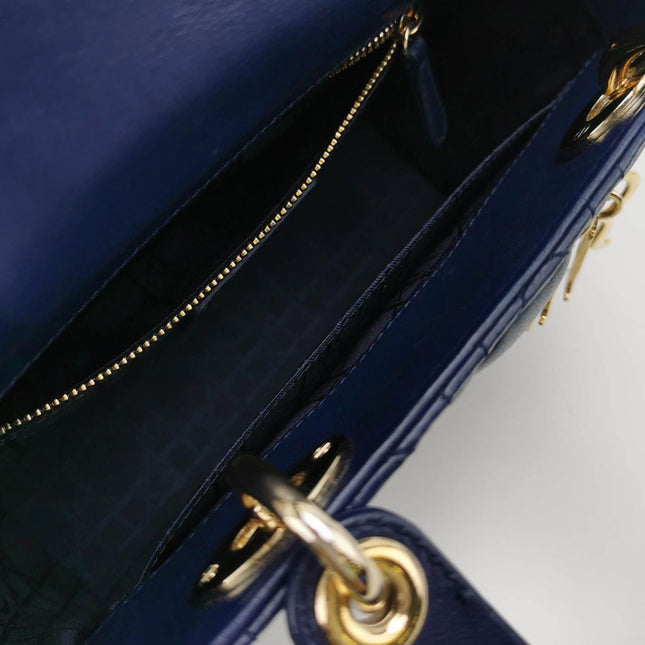 Sold Lady Dior Small My Abcdior Navy Lambskin Cannage Leather