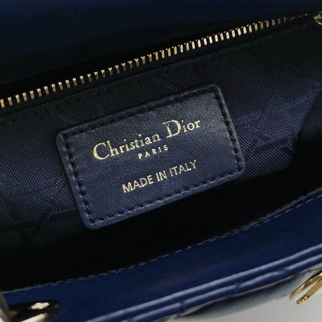 Sold Lady Dior Small My Abcdior Navy Lambskin Cannage Leather