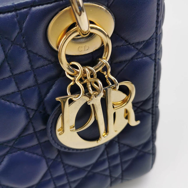 Sold Lady Dior Small My Abcdior Navy Lambskin Cannage Leather