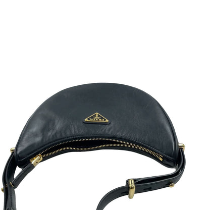 Prada Arqué black calfskin leather shoulder bag Crescent Moon Shape