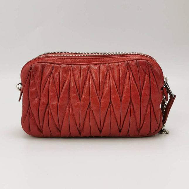 Miu Miu Nappa Matelasse Camera Bag Red