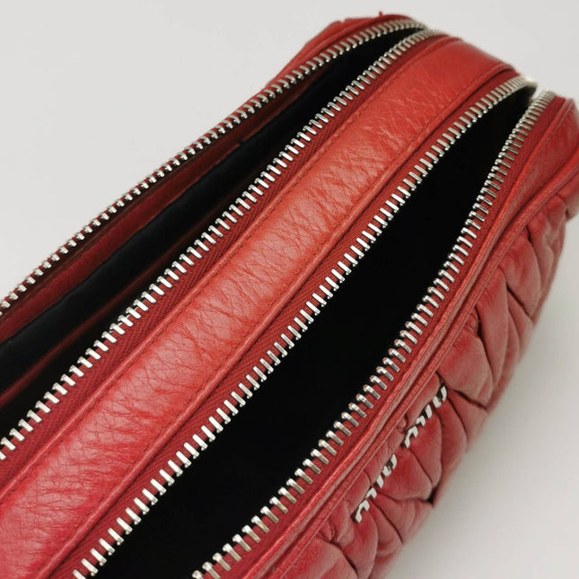 Miu Miu Nappa Matelasse Camera Bag Red