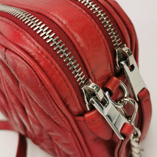 Miu Miu Nappa Matelasse Camera Bag Red