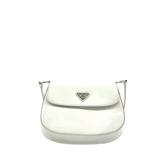 Prada Cleo Flap White Leather Shoulder bag-Luxbags