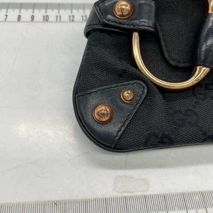 Gucci Horsebit 1955 Chain Shoulder bag Black monogram with Pink silk stripe