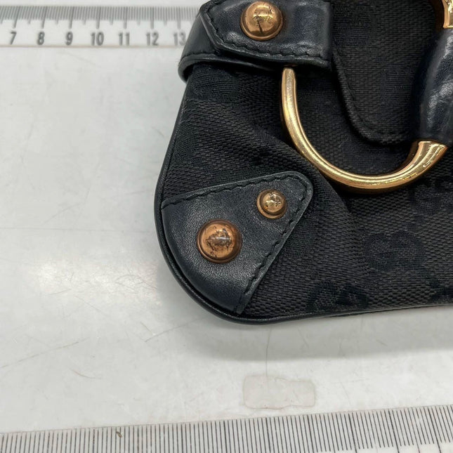 Gucci Horsebit 1955 Chain Shoulder bag Black monogram with Pink silk stripe