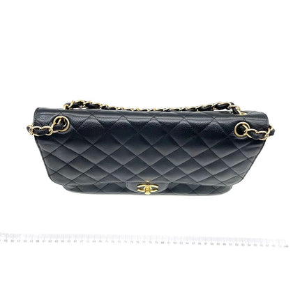 Chanel Classic Flap Jumbo 2014 Black Caviar Leather Double Flap Gold Hardware