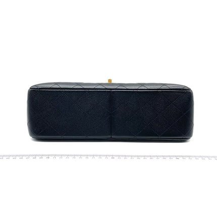 Chanel Classic Flap Jumbo 2014 Black Caviar Leather Double Flap Gold Hardware