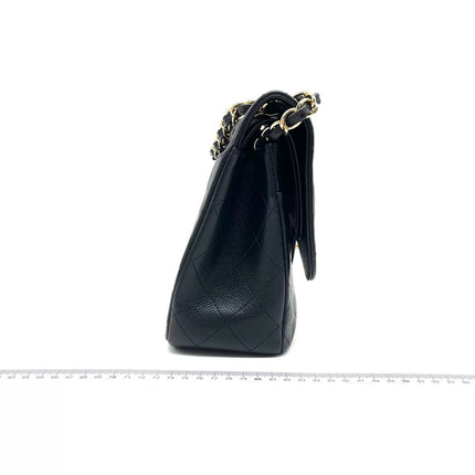 Chanel Classic Flap Jumbo 2014 Black Caviar Leather Double Flap Gold Hardware