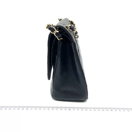 Chanel Classic Flap Jumbo 2014 Black Caviar Leather Double Flap Gold Hardware