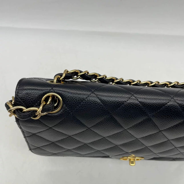 Chanel Classic Flap Jumbo 2014 Black Caviar Leather Double Flap Gold Hardware