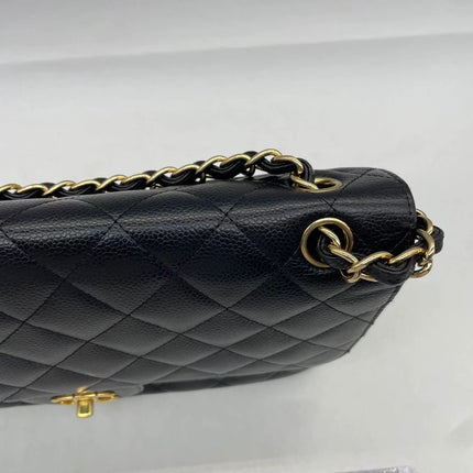 Chanel Classic Flap Jumbo 2014 Black Caviar Leather Double Flap Gold Hardware