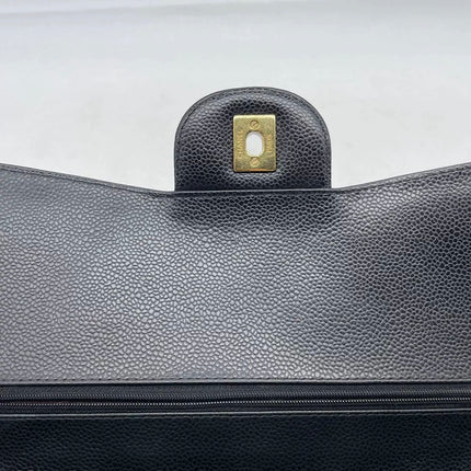 Chanel Classic Flap Jumbo 2014 Black Caviar Leather Double Flap Gold Hardware