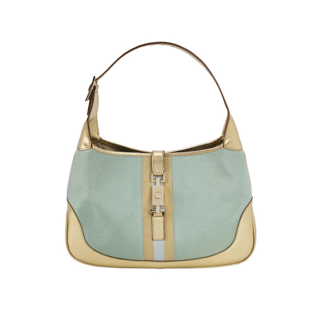 Gucci Jackie Vintage Mini Blue Nylon with Gold Leather Shoulder Bag Medium-Luxbags