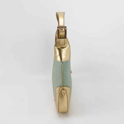 Sold Gucci Jackie Vintage Mini Blue Nylon with Gold Leather Shoulder Bag Medium