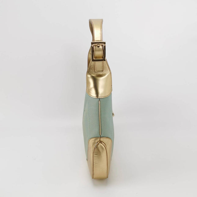 Sold Gucci Jackie Vintage Mini Blue Nylon with Gold Leather Shoulder Bag Medium