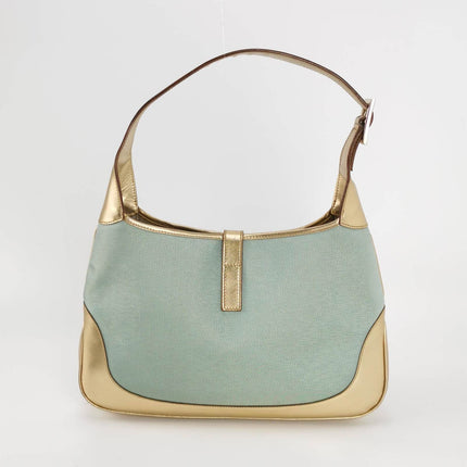 Sold Gucci Jackie Vintage Mini Blue Nylon with Gold Leather Shoulder Bag Medium