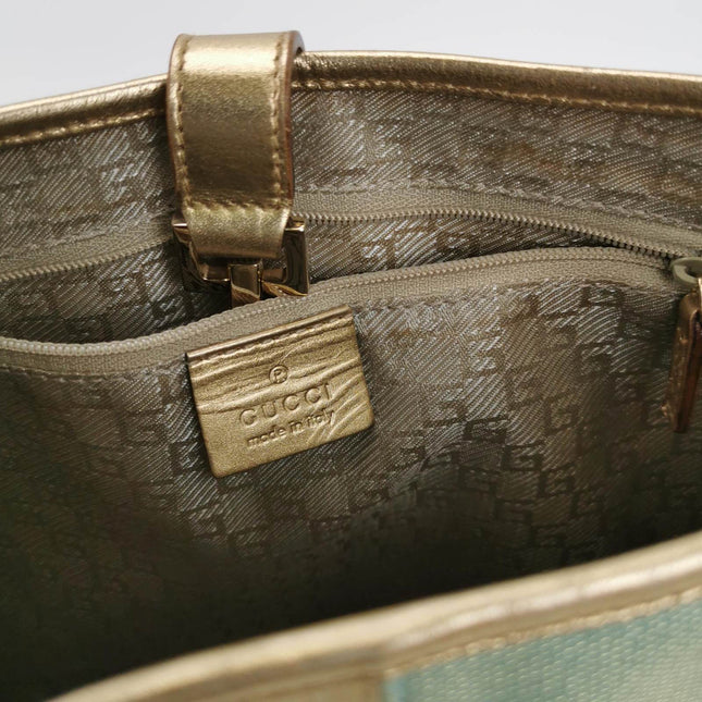 Sold Gucci Jackie Vintage Mini Blue Nylon with Gold Leather Shoulder Bag Medium