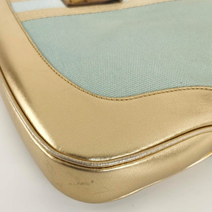 Sold Gucci Jackie Vintage Mini Blue Nylon with Gold Leather Shoulder Bag Medium
