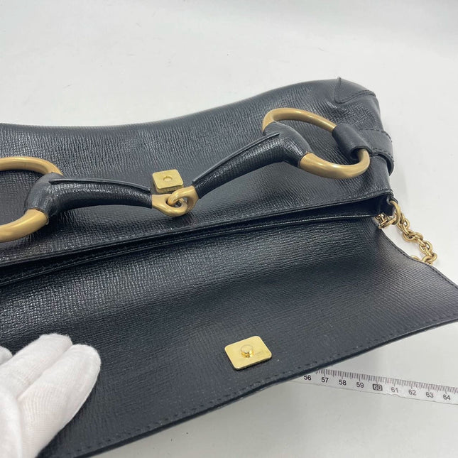 Sold Gucci Horsebit 1955 Chain Shoulder bag Large Black Leather