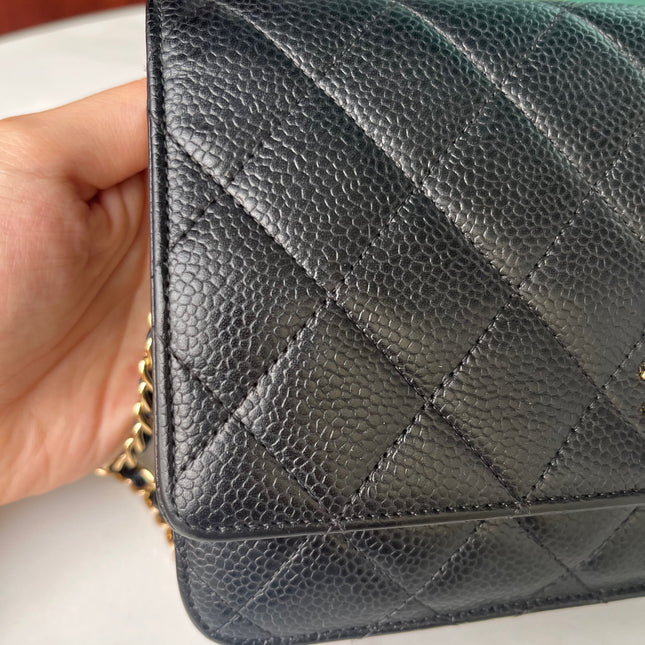 Sold Chanel Wallet on Chain WOC Black Caviar Leather with Gold hardware