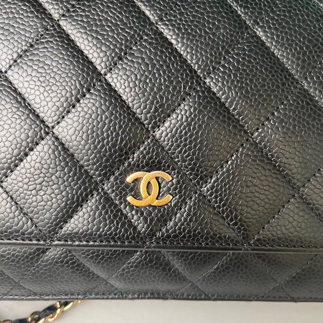 Sold Chanel Wallet on Chain WOC Black Caviar Leather with Gold hardware