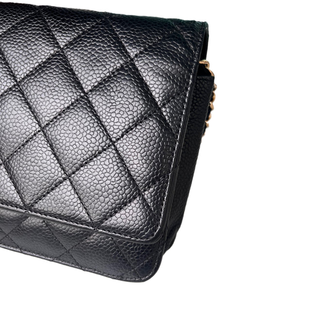 Sold Chanel Wallet on Chain WOC Black Caviar Leather with Gold hardware