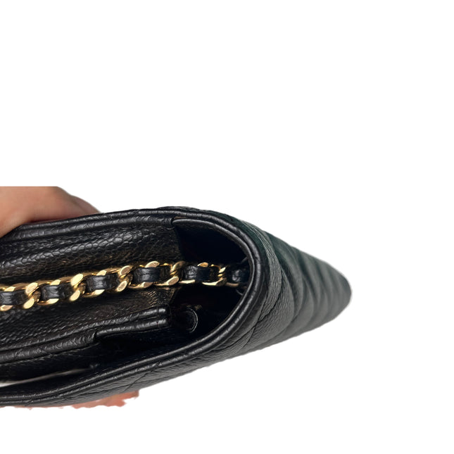 Sold Chanel Wallet on Chain WOC Black Caviar Leather with Gold hardware