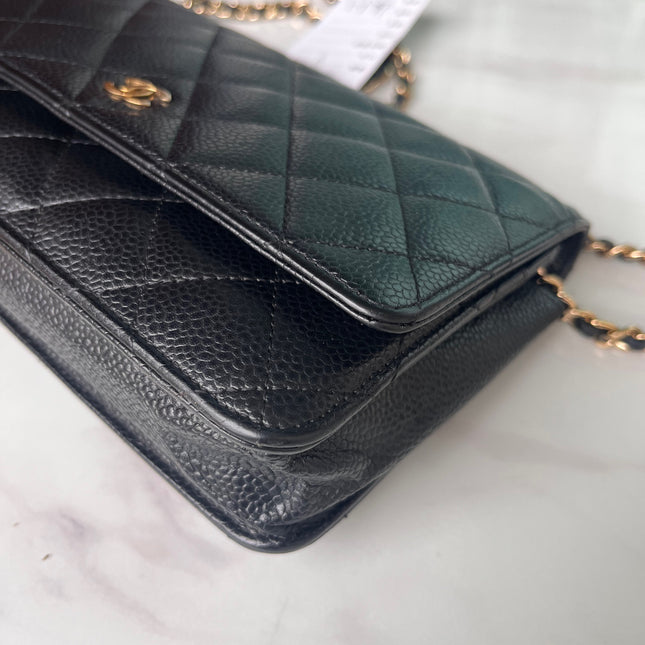 Sold Chanel Wallet on Chain WOC Black Caviar Leather with Gold hardware