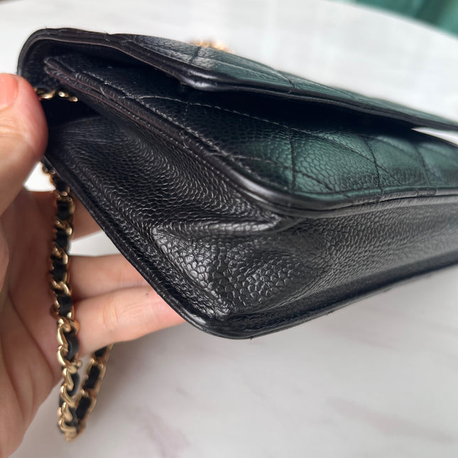 Sold Chanel Wallet on Chain WOC Black Caviar Leather with Gold hardware