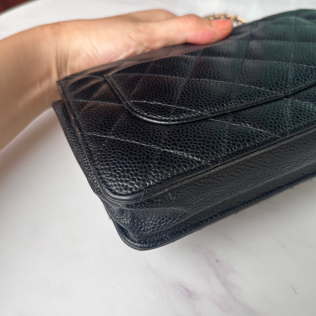 Sold Chanel Wallet on Chain WOC Black Caviar Leather with Gold hardware