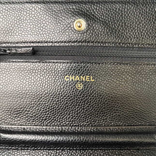 Sold Chanel Wallet on Chain WOC Black Caviar Leather with Gold hardware
