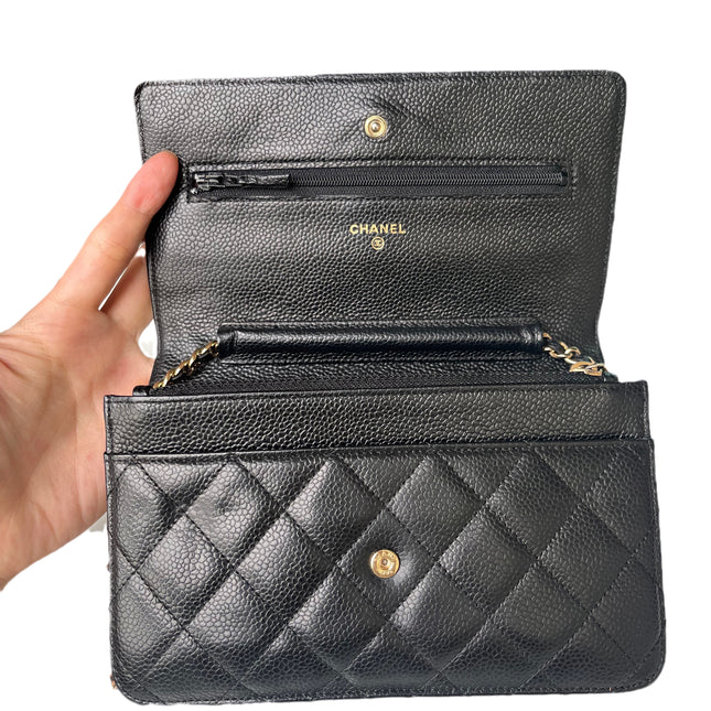 Sold Chanel Wallet on Chain WOC Black Caviar Leather with Gold hardware