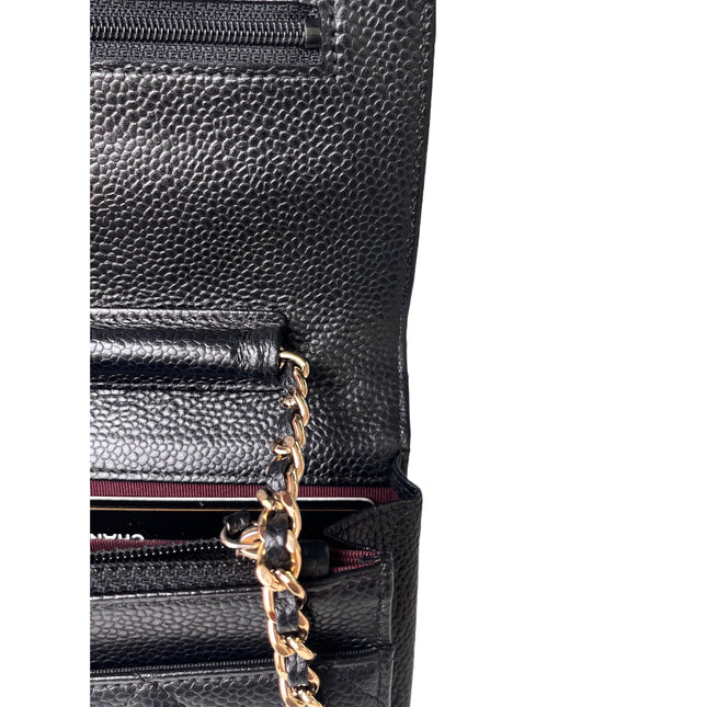 Sold Chanel Wallet on Chain WOC Black Caviar Leather with Gold hardware