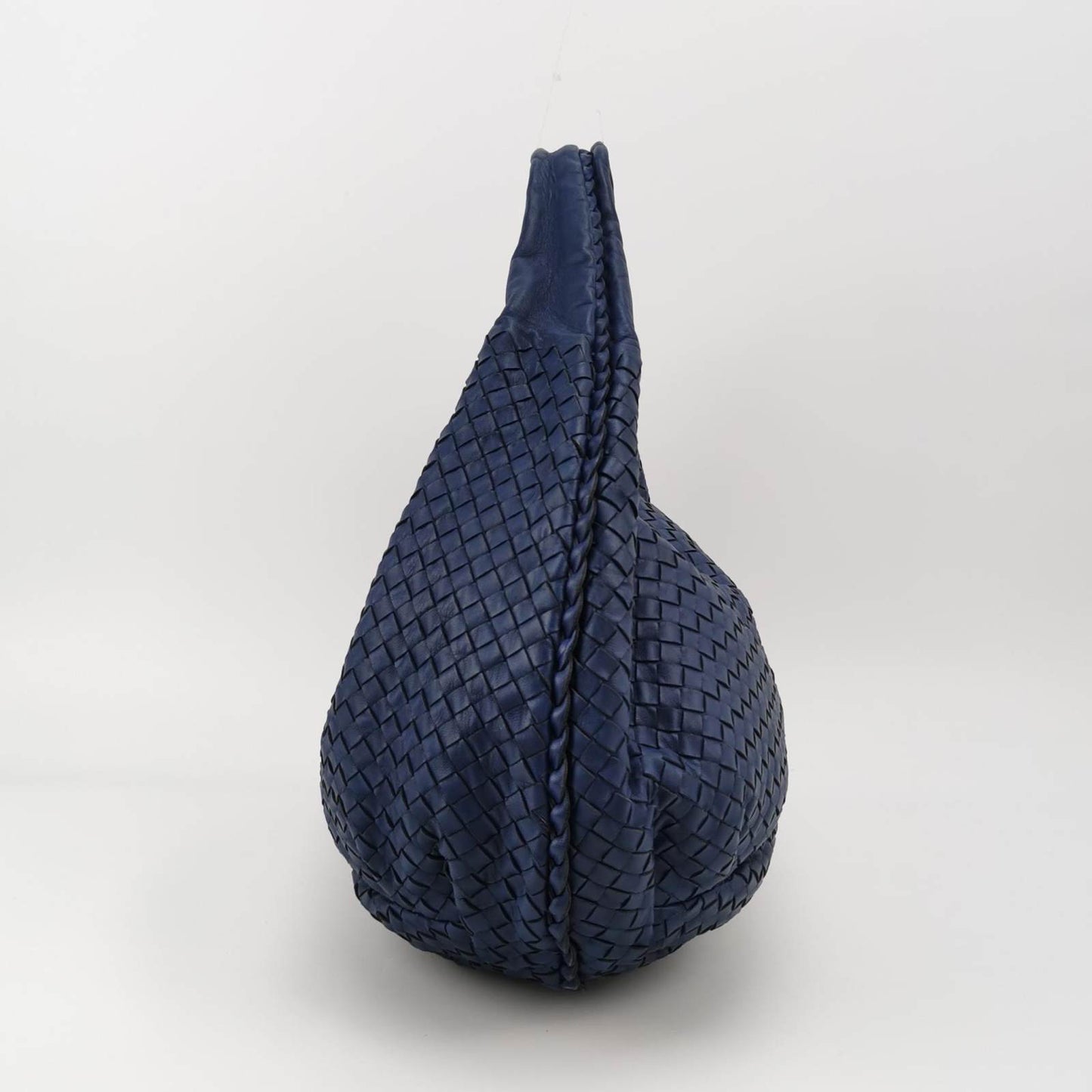 Sold Bottega Veneta Belly Hobo Intrecciato Navy Nappa Leather Large