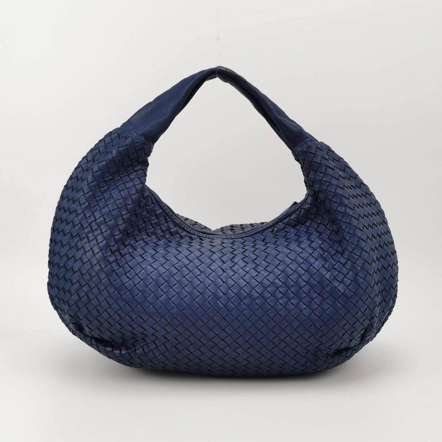 Sold Bottega Veneta Belly Hobo Intrecciato Navy Nappa Leather Large