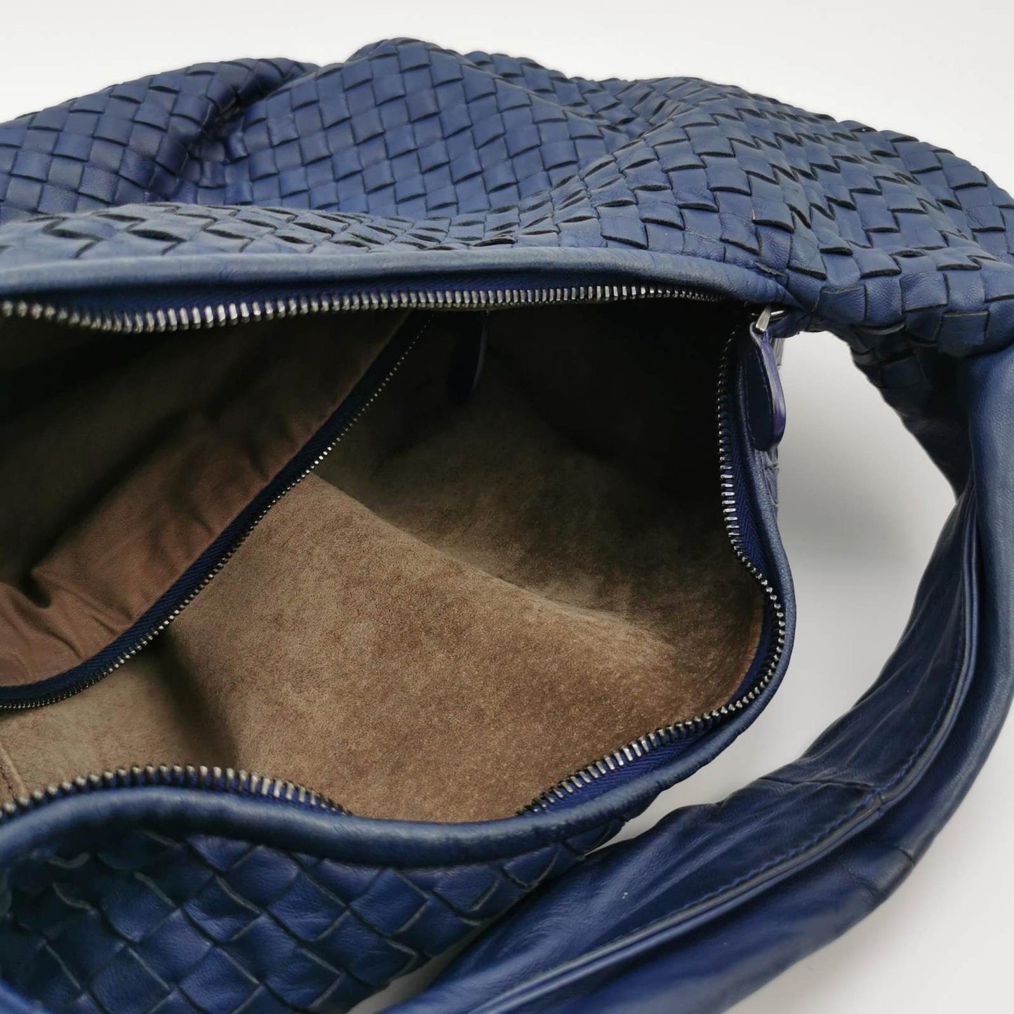 Sold Bottega Veneta Belly Hobo Intrecciato Navy Nappa Leather Large