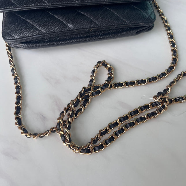 Sold Chanel Wallet on Chain WOC Black Caviar Leather with Gold hardware