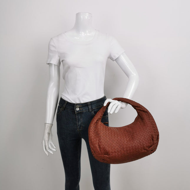 Sold Bottega Veneta Belly Hobo Intrecciato Burgundy Nappa Leather Medium