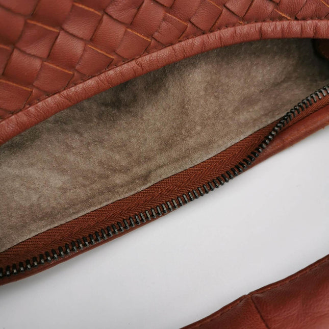 Sold Bottega Veneta Belly Hobo Intrecciato Burgundy Nappa Leather Medium
