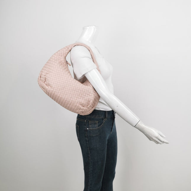 Sold Bottega Veneta Belly Hobo Intrecciato Light Pastel Pink Nappa Leather Medium