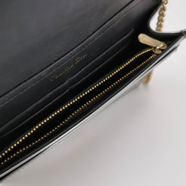 Dior Diorama Wallet on Chain Micro-cannage Silver Metallic Patent Leather Crossbody Bag